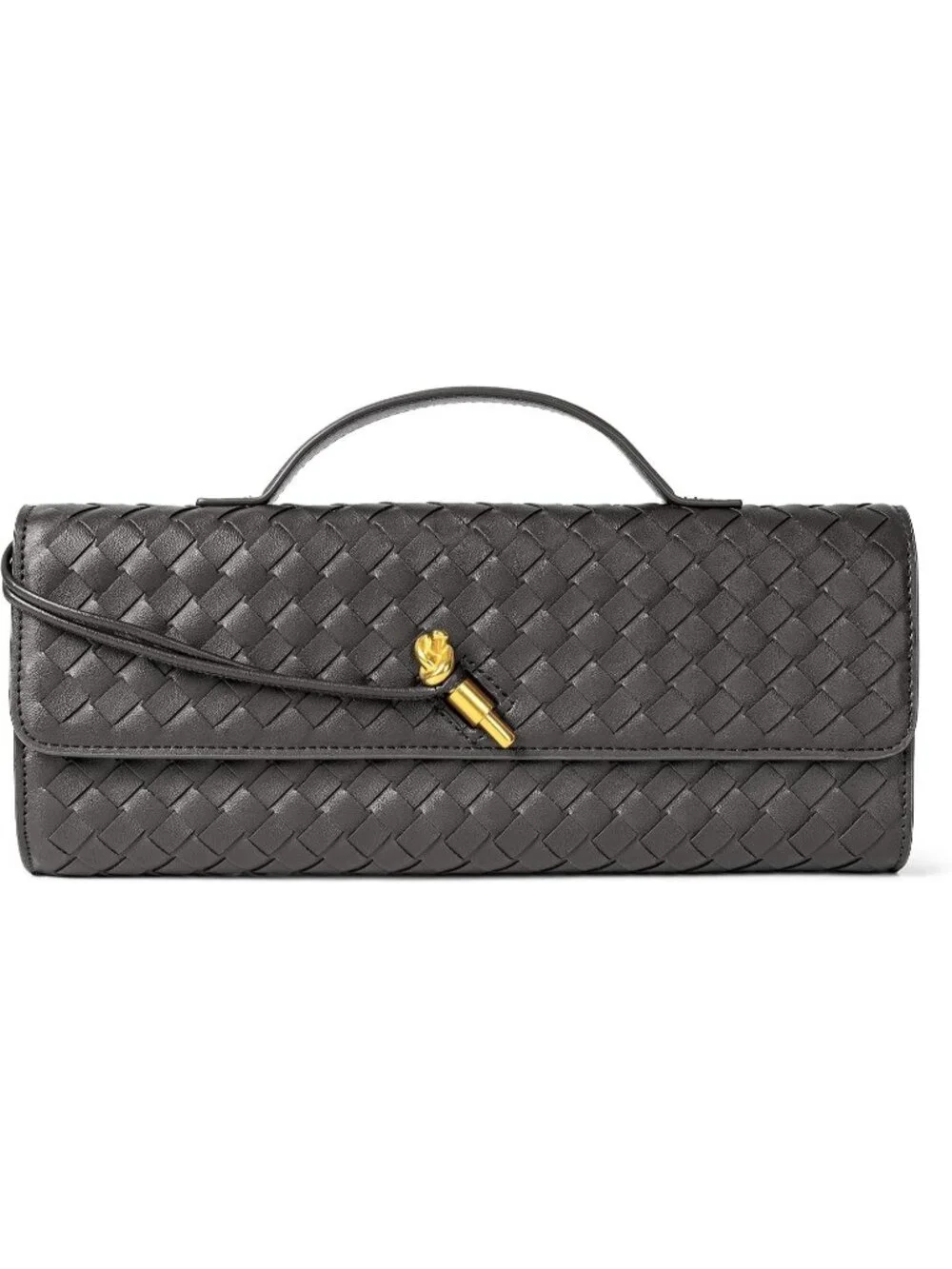 Women Charcoal Woven Vegan Leather Clutch Purse Formal Evening Crossbody Bag